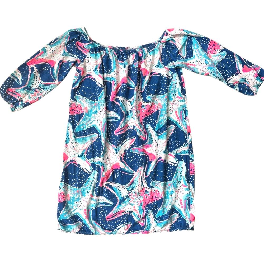 Lilly Pulitzer Mini Enna Dress Star Struck Indigo Blue Starfish Girls Large 8 10